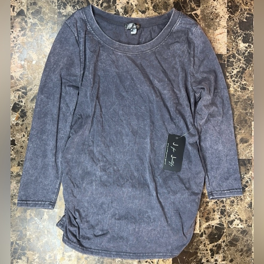 J for Justify Gray Long Sleeve Blouse Top Shirt
